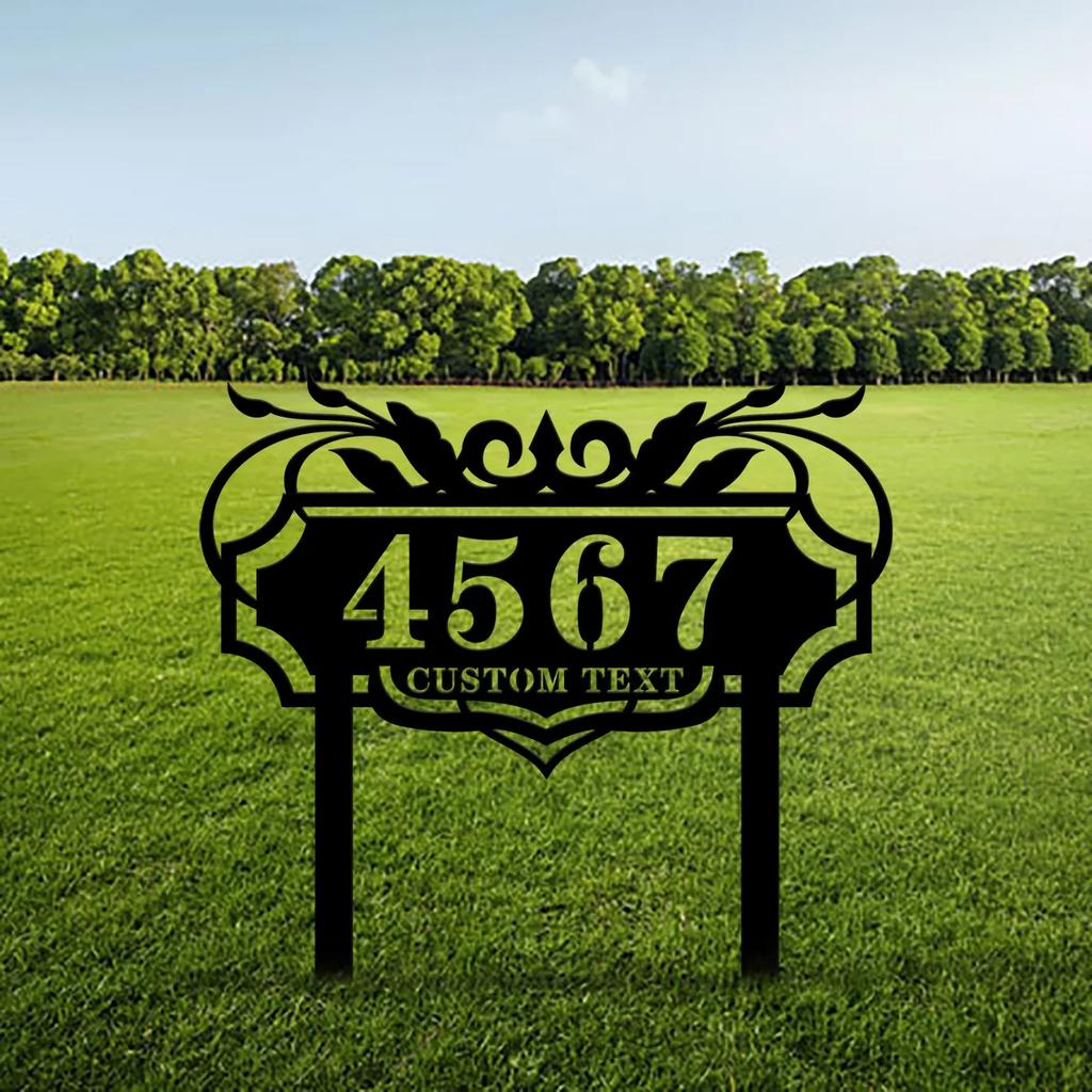 Cartello Segnaletico per Giardino in Metallo, Targa Personalizzata con Numero Civico, Decorazione Artistica Moderna per Cortile, Segnaletica Personalizzata per Viale