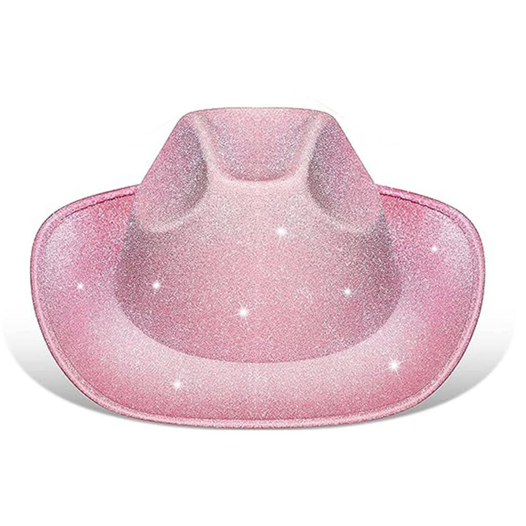 Glittering Pink Cowboy Hat Bandana Sunglasses Costume Women Musical Festival Dress Up Costume Bachelorette Party Props