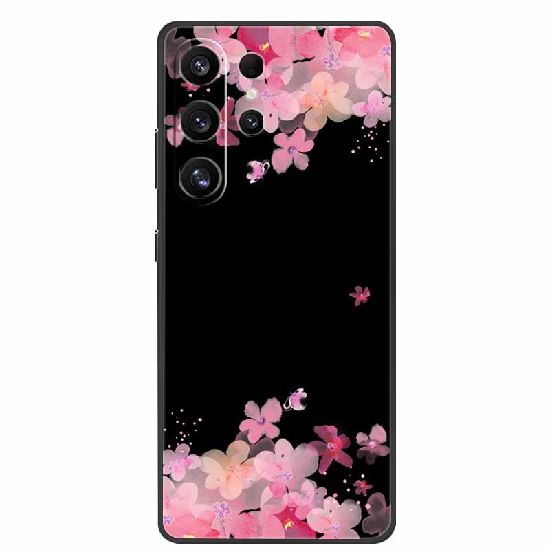For Samsung Galaxy S26 Ultra Case Cute Floral Black Luxury Soft Silicone Back Cover For Samsung S26 Ultra Cases GalaxyS26 Ultra