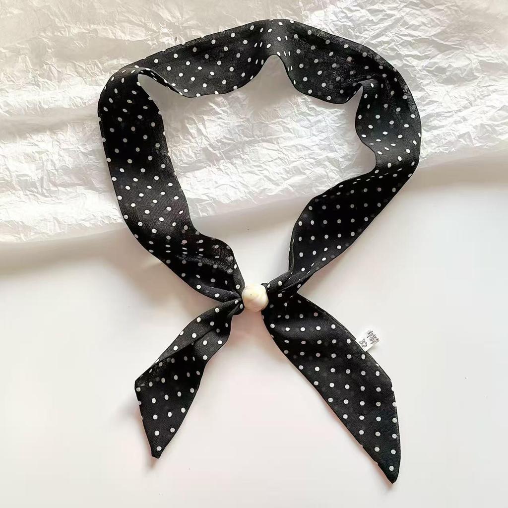 Elegant Spring Silk Scarf Necklace for Women - Versatile Gem Flower Ribbon Collar Accessory