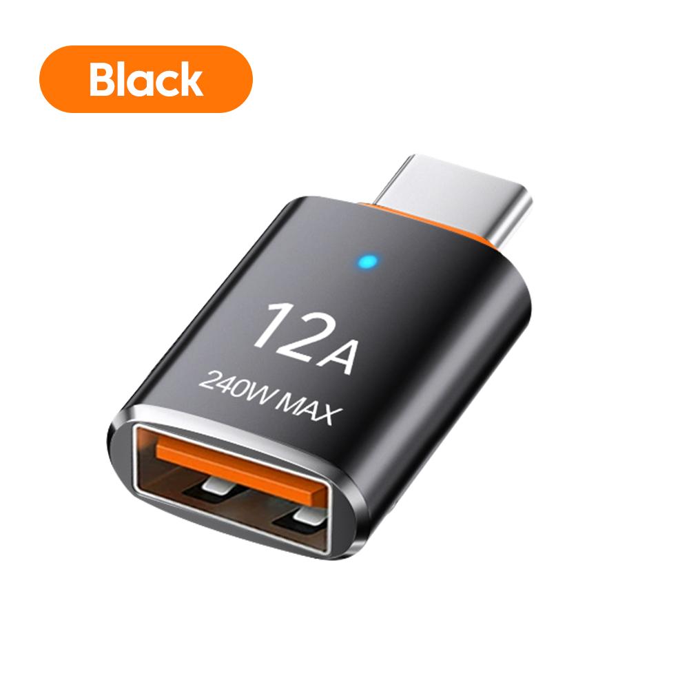 

12A Type C male to USB3.0 female converter, suitable for computers from s such as Samsung, Xiaomi, Huawei, etc., чорний