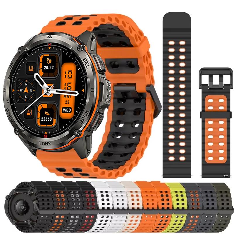22mm Breathable Sport Silicone Bracelet For KOSPET TANK T3 M3 Ultra Watchband Strap For KOSPET TANK T2 T3 M2 M3 Correa Band