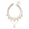 Layered Simulated Pearl Starfish Shell Necklace Summer Beach Boho Choker Jewelry For Women
