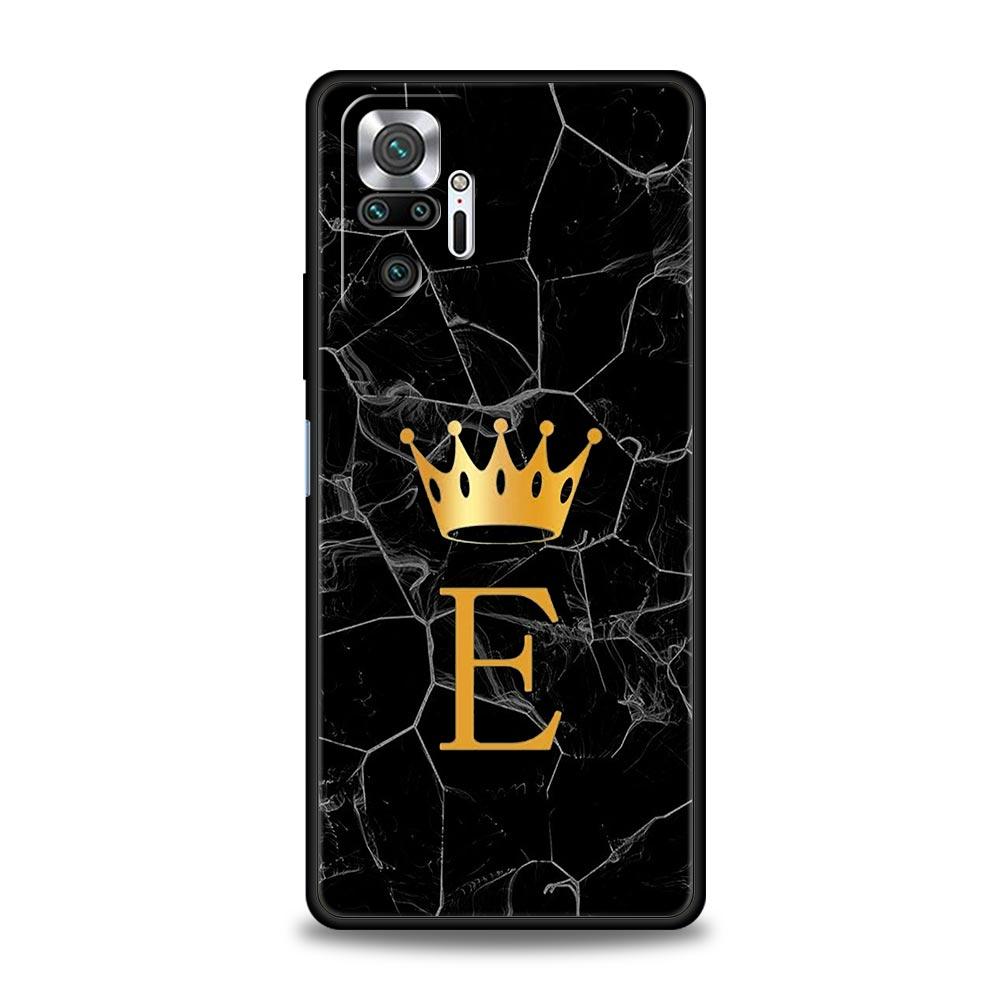 Crown Letter A Phone Case For Xiaomi Redmi Note 14 13 5G 10 11 12 Pro Plus 4G 14C 13C 12C 10C Black Cover