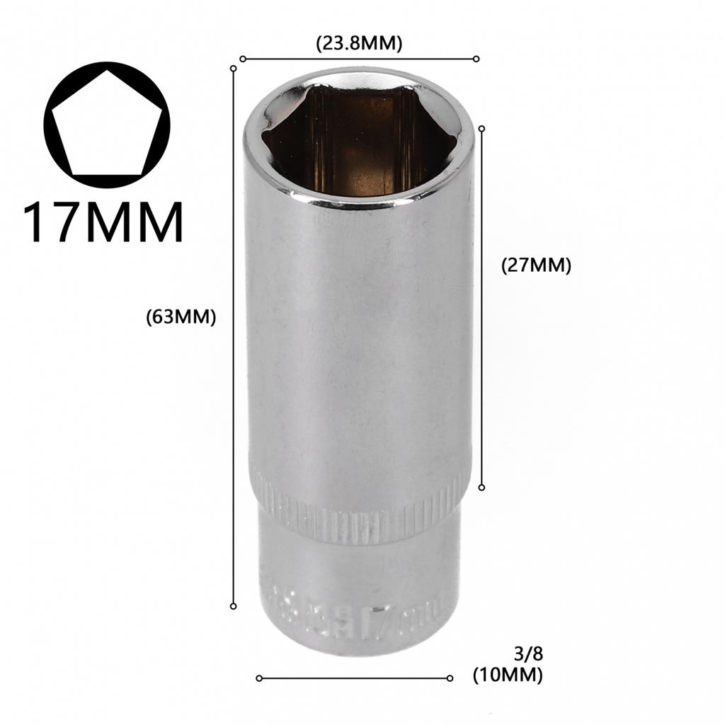 Silver Deep Socket Socket Wrenches Wrench Heads 3/8inch 8-24mm