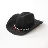 Sombrero de Sol de Hierba Raffia Estilo Americano Europeo Primavera Verano Moda Cadena de Cuentas Chili Jazz Estilo Vaquero Protección Solar Playa Sombrero de Paja