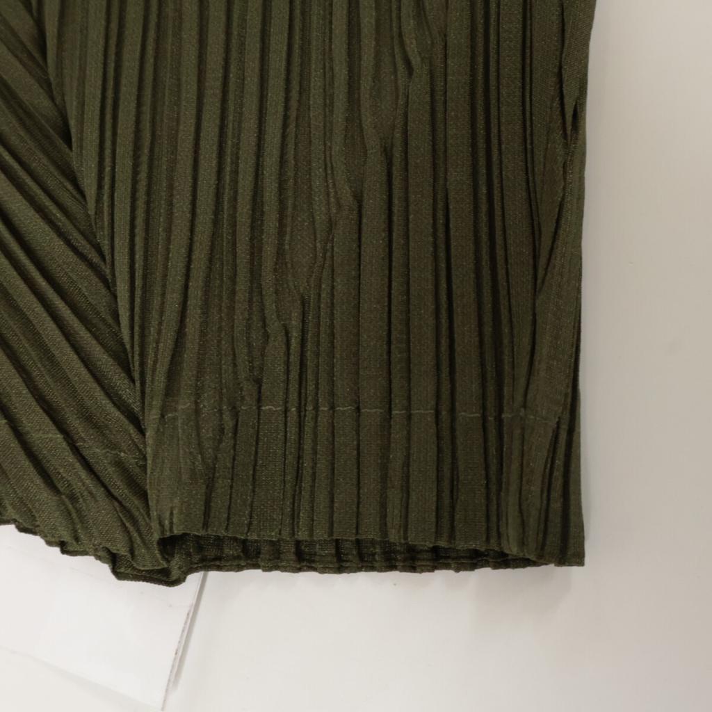 PLEATS PLEASE PP53-JF162 Khaki Pleated Design Cropped Pants Bottoms 3 khakiUsed