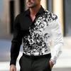 Men S Long Sleeve Button Down Colour Block 3d Printed Casual Shirt