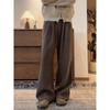 Maillard brown A-shaped wide-leg pants men's autumn and winter thickened heavy-weight abraded pants straight and slightly pulled casual pants