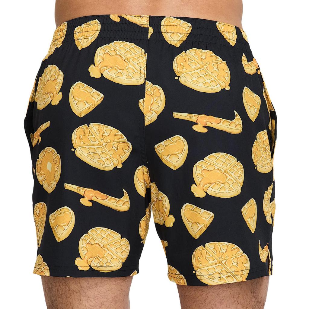 Nike Swim Breaker Comfortable Soft Skin-Friendly Simple Casual Beach Shorts Men Shorts Black Yellow HV7062-010