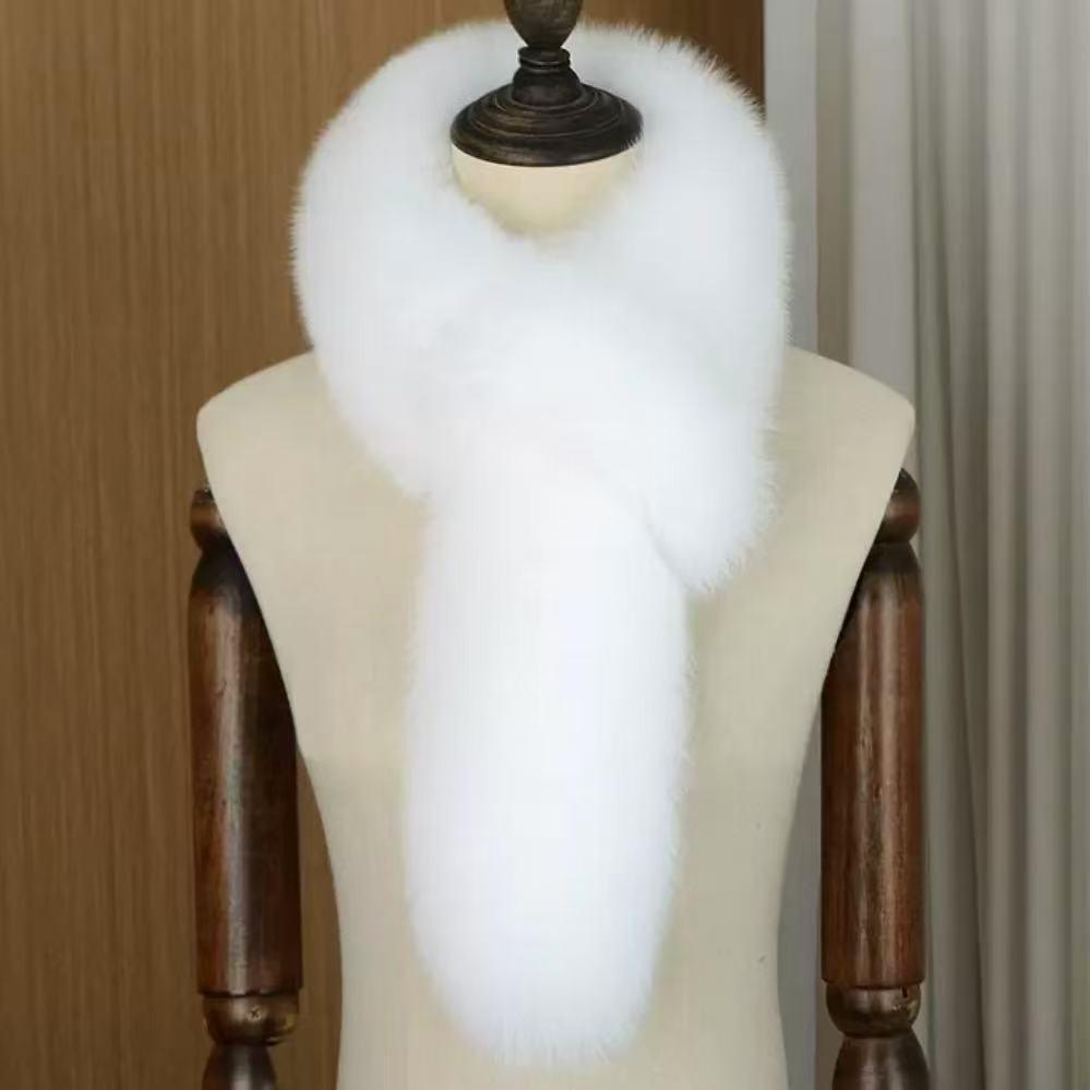 Korean Style Double-Sided Fox Fur Scarf: Women's Plush, Warm, Versatile Winter Snood