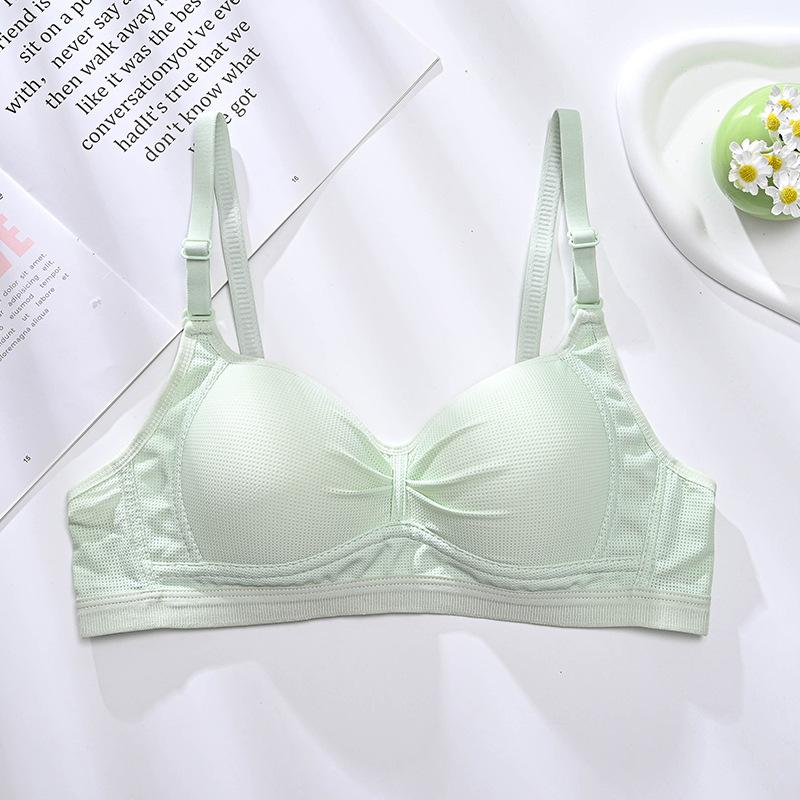 Spring and Summer Solid Color Middle School Students Development Period Cotton Bra Without Steel Ring Breathable Thin New Bra