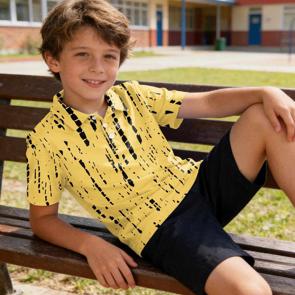 Kids Polo Shirt Quick Dry Short Sleeve Collared T-Shirt Breathable Lightweight Fabric Casual School Wear