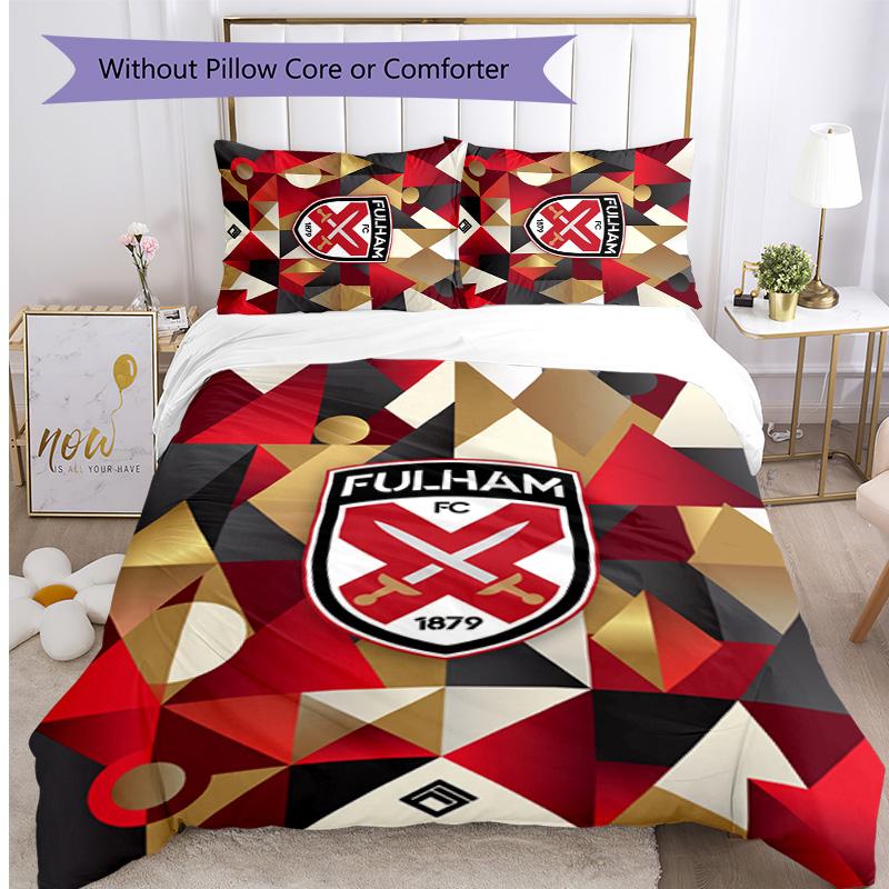Set Lenzuola Fulham Calcio Stampato 3 Pezzi, Comodo Set Copripiumino per Camera da Letto Amico della Pelle