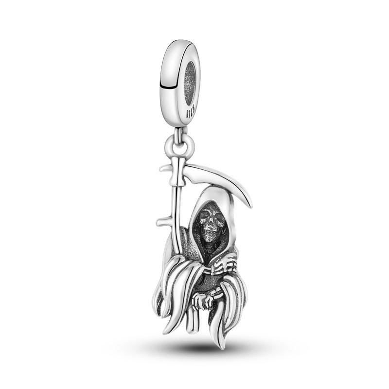 New Halloween Charms Beads 925 Silver Red Rose Black Butterfly Spider Luminous Skull Pendant For Bracelet DIY Jewelry Gifts