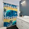 Tropical Beach Scene Shower Curtain, Ocean Waves & Palm Trees Design,  Machine Washable, Reversible Polyester Bathroom Decor