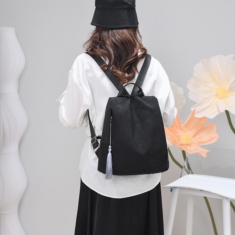 Schoolbag Anti-theft Lightweight Backpack Outdoor Travel Bag Fashion Embroidered Women's Double Back Large Capacity Backpack Women's Bag