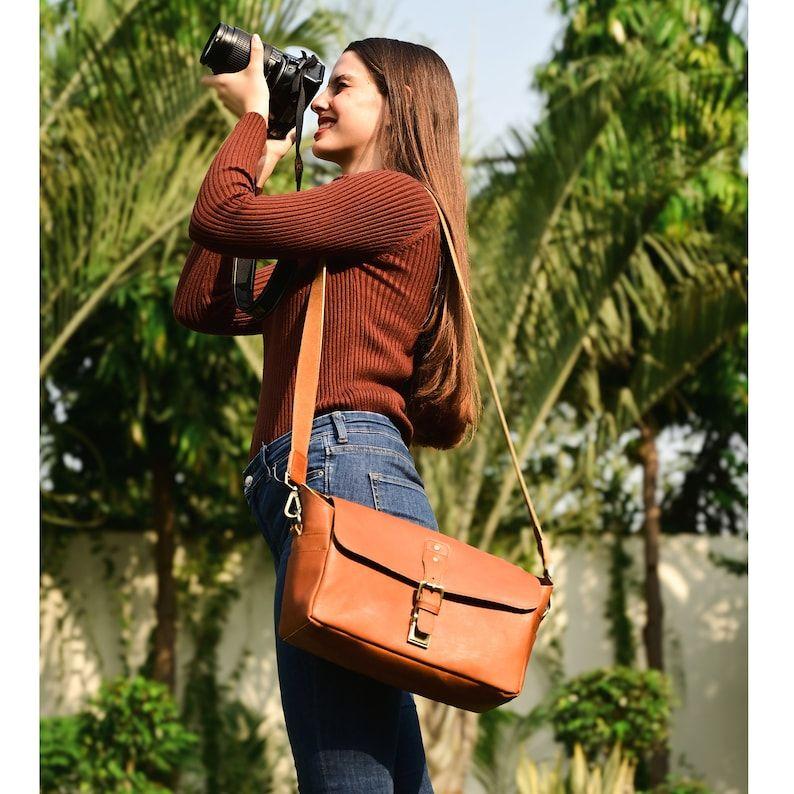 Camera Bag Full Grain Leather Messenger DSLR for Mirrorless Instant Camera Shoulder Bag Leather Gift for Him Fathers Day Travel