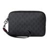 Presbyopia All-over Detachable Wrist Strap, Zipper Closure, GG Supreme Canvas Clutch, Men's Black