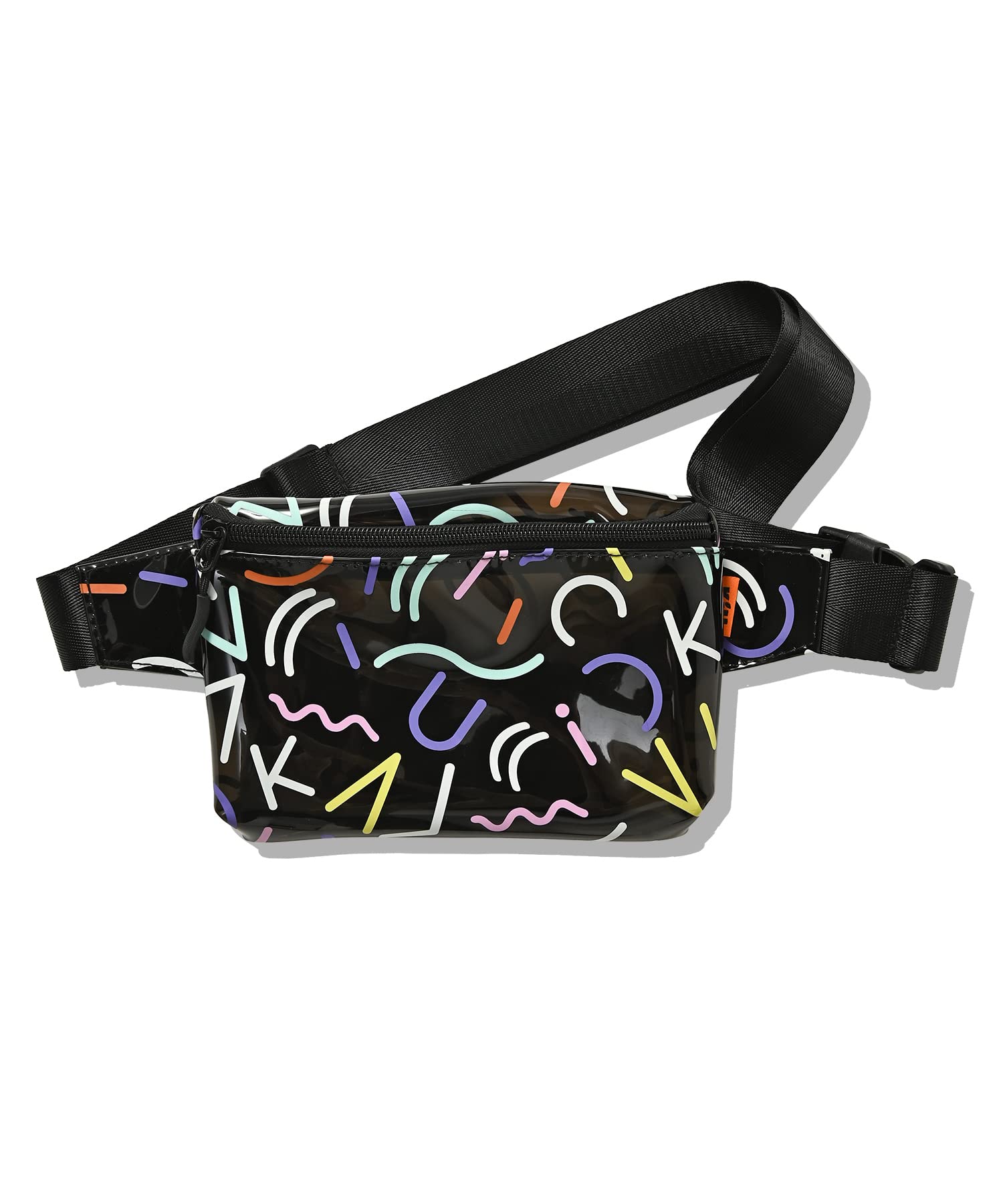 KiU Clear Clear Bag, PVC Body Bag, Shoulder Bag, Pool Bag, Beach, Outdoor, Festival, PVC Body Bag, Men s and Women s, Geometric Black, K337-205