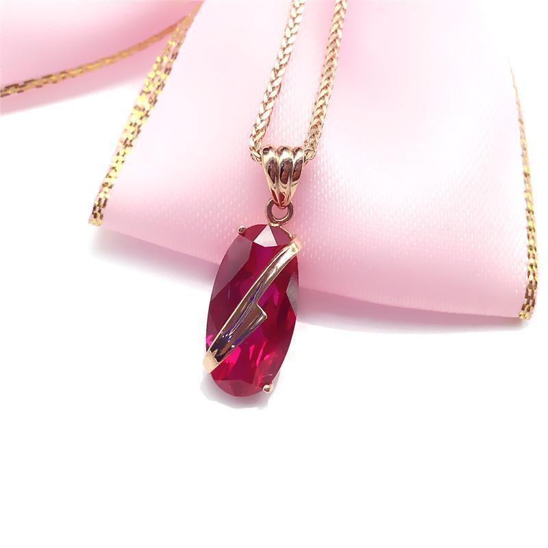

Exquisite Purple Gold-Plated Rose Gold Inlaid Redstone Pendant Set, Fashionable Temperament Korean Version Of High-End Colored Gold Collarbone Chain