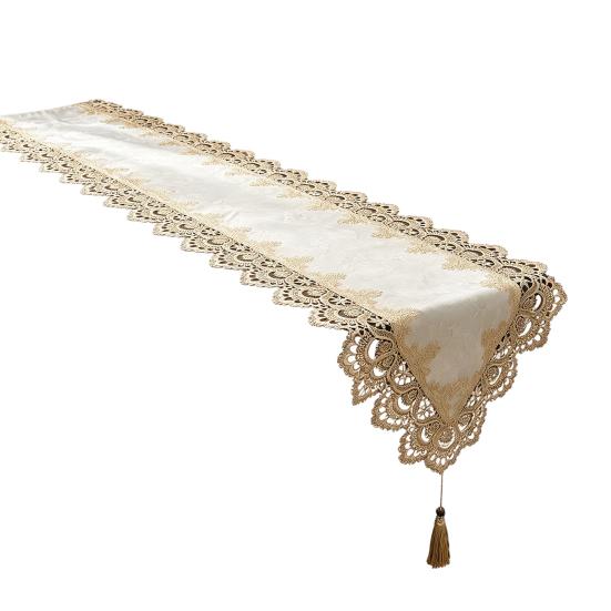 Runner da Tavola in Pizzo con Nappe, Runner da Tavola Vintage in Pizzo, Runner da Tavolino, Runner da Tavola Squisito Impermeabile e Resistente all'Olio per Pranzo