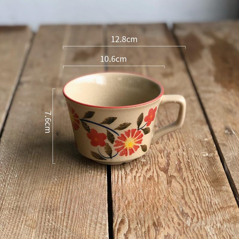 

Creative Ice Crack Ceramic Cup Flowers High Value Mug Light Luxury Home Office Coffee Cup Breakfast Milk Cup 301-400ml