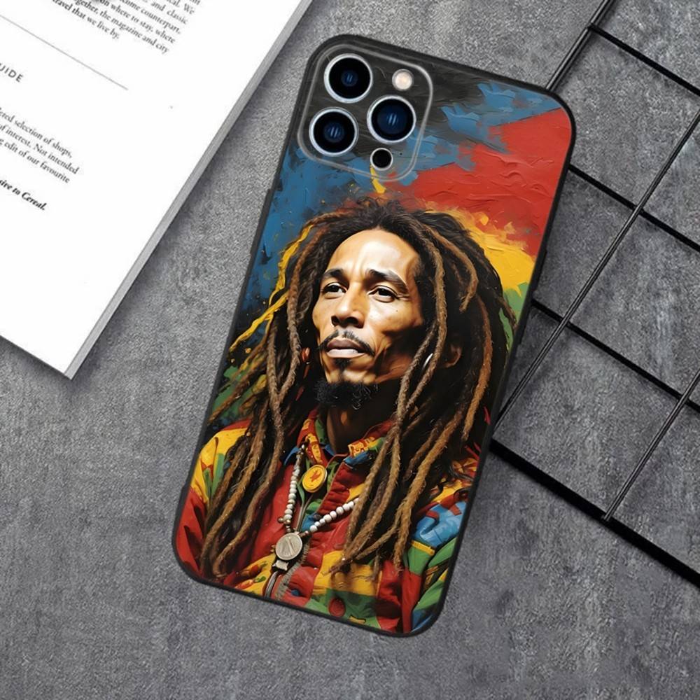 Bob Marley Rasta Lion Phone Case For iPhone 16e,16,15,14,13,12,11,XS,XR,X,8,7,Pro,Max,Plus,mini Silicone Black Cover