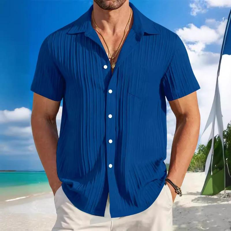 Moderna Estate Moda Uomo Camicia Casual a Righe da Spiaggia a Maniche Corte