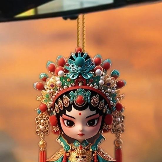Yousheng Peking Oper Figur Acryl Dekoration 2D Flach Chinesischer Stil Cartoon Mädchen Oper Weibliche Rolle Auto Rückspiegel Hängeornament Anhänger