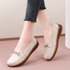 Spring and Autumn Large Size Flat-bottomed Doudou Shoes Women's Casual Soft-soled Mom Shoes Non-slip Doudou Shoes Leather Shoes Women