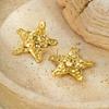 Stud Earrings, Stainless Steel Titanium Steel Five-Pointed Star Hammered Pattern Fashionable Versatile Exquisite