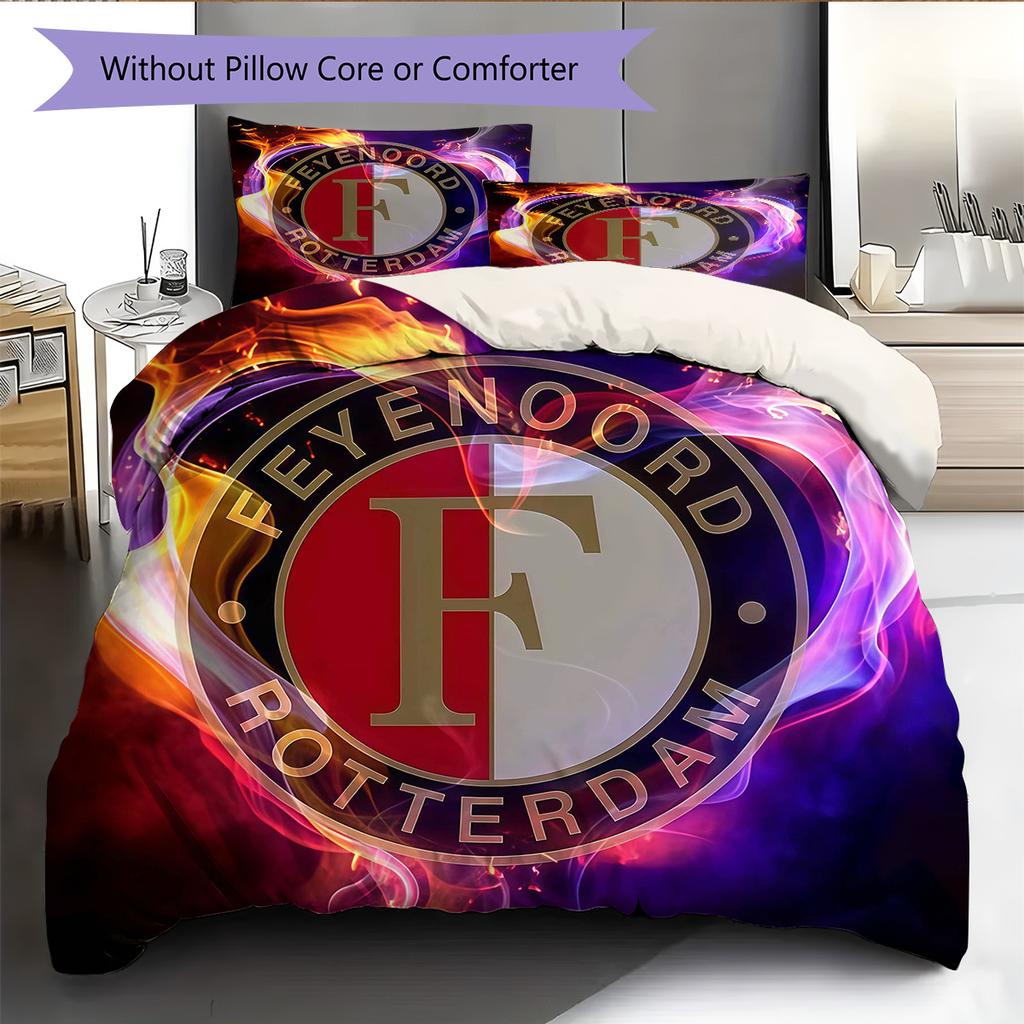 Feyenoord logo Pattern Bedding Quilt Set Quilt Cover Pillowcase Home Decoration Birthday Gift (1 * duvet cover + 2 * pillowcase, without core)