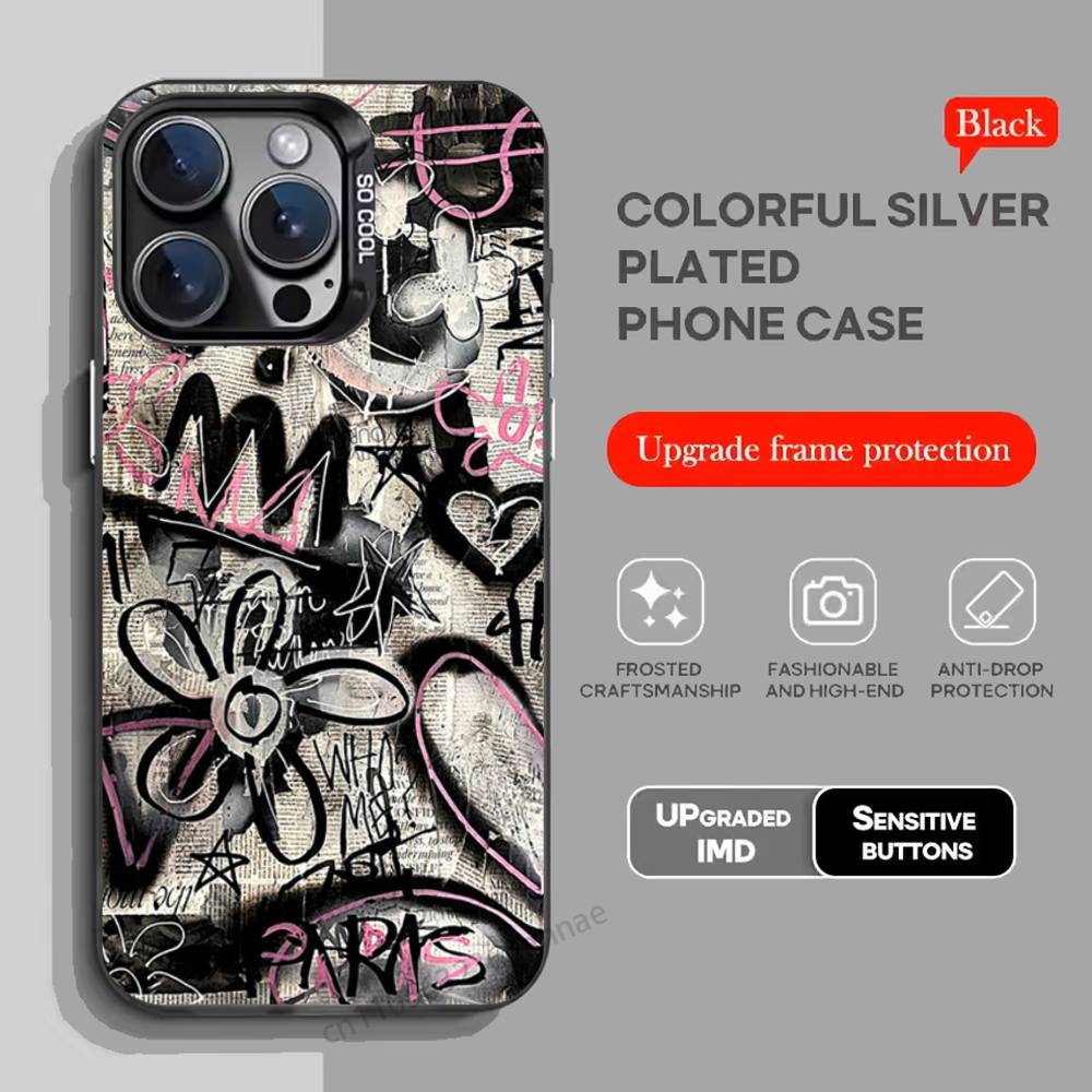 Graffiti Phone Case for iPhone 15 16 Pro Max  Air SE 11 13 Pro 14 Plus 12 11Pro 15Pro Max 16e Cover