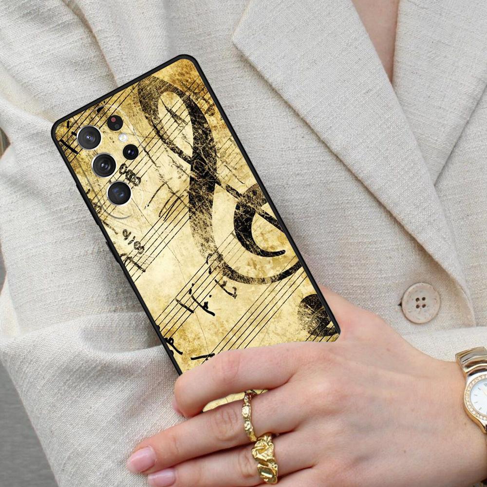 Piano Keys Vintage Music Notes Cell Phone Case for Samsung Galaxy S26 Ultra S25 S24 S23 S22 S21 S20 Note10 Cover