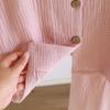 2026 New Spring and Autumn Women's Pajama Set 100% Cotton Crepe Solid Color Cat Long Sleeve Sweet Home Clothes Two Piece Set