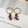 Fashion Light Luxury Red Natural Stone Beaded Stainless Steel Earrings For Women
