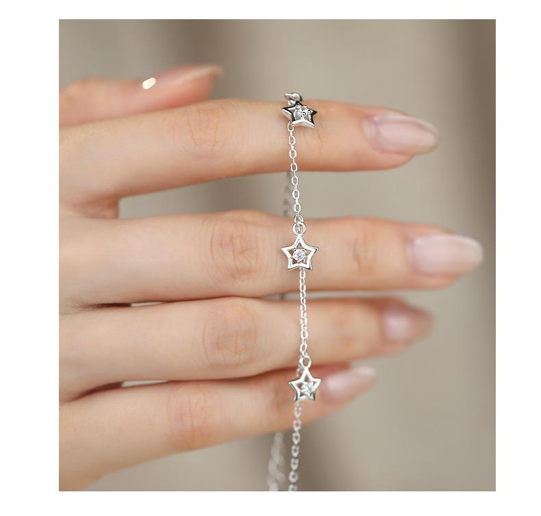 2025 Summer Exquisite Little Star Women's Bracelet - S925 Sterling Silver Tassel, Hollow Design, Fresh Jewelry