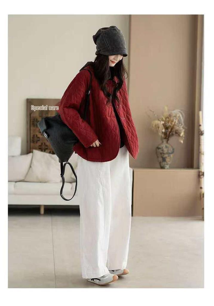 Women's Retro Polka Dot Quilted Cotton Jacket: Warm Winter Outerwear