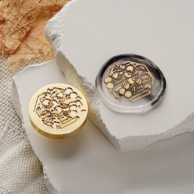 Cards Envelopes Wedding Invitations Seal Stamp Gift Packaging Wax Paint Flowers Plants Seal Stamp Copper Head Solar Terms