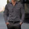 Men's Striped Plaid Casual Loose Button Lapel Long Sleeve Jacket