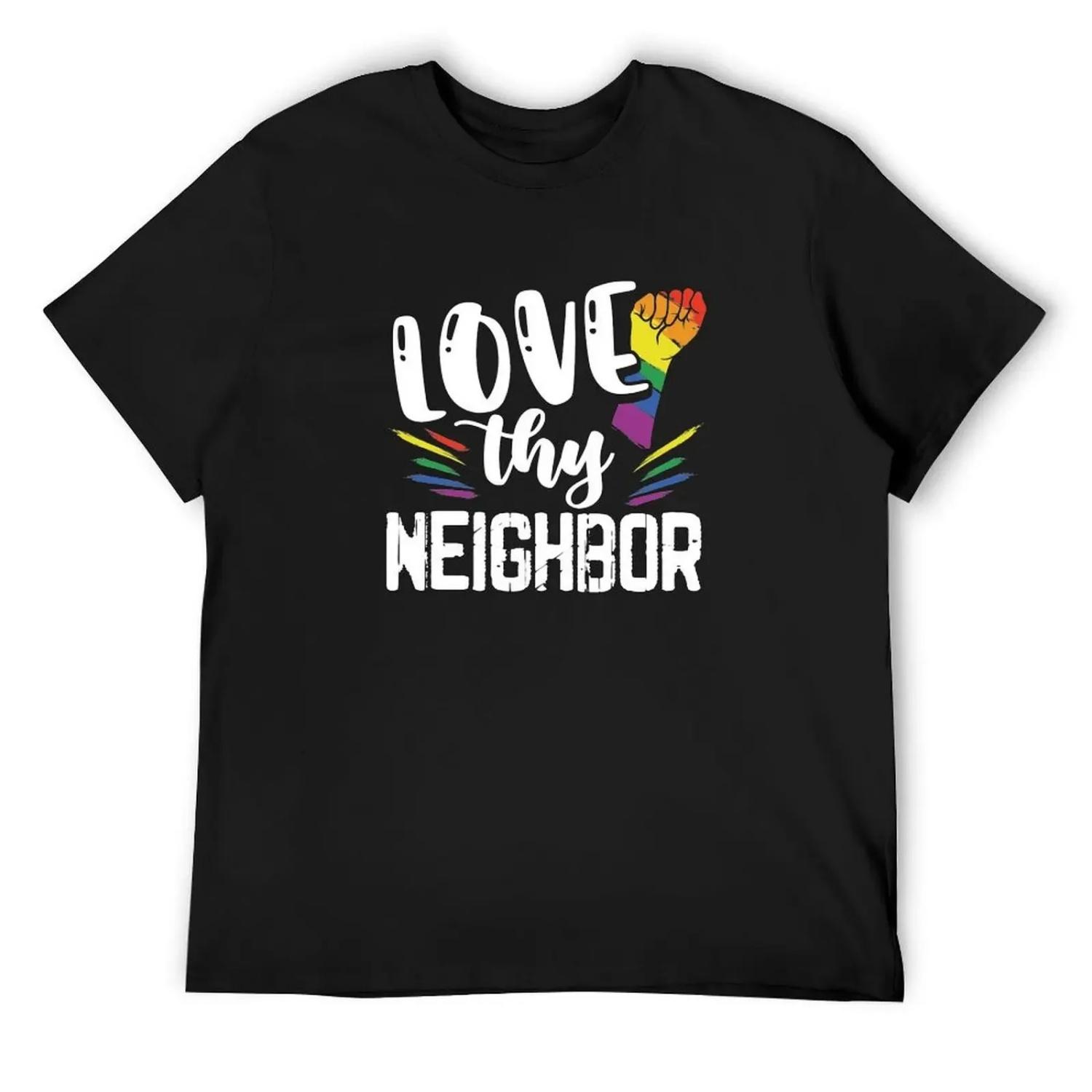 

Gay Ally Love They Neighbor LGBT LGBTQ Rainbow Pride T-Shirt Louboutins gifts for boyfriend anime clothes for men XXXXXL