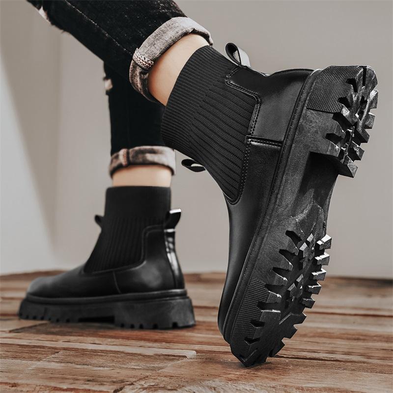 Winter Height Increase Anti Slip Comfortable High Top Boots for Men Couples Fashion Wear Resistant