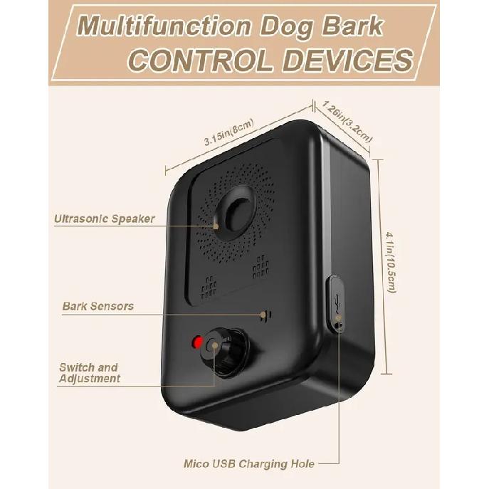 Automatic Anti-barking Device for Dog Barking Control, Rechargeable Ultrasonic Dog Barking Deterrent Device, Outdoor and Indoor