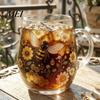 Glass Tea Cup Morning Cup, Hummingbird Flower Pattern Tumbler with Gold Rim, Nature Themed Glassware for Coffee Juice Wine Hot Cold Drinks Gift