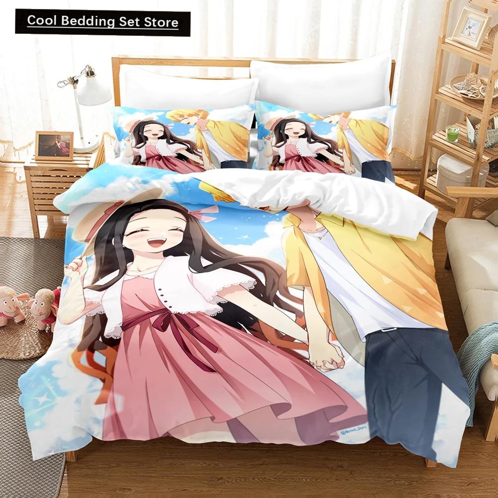 3D Anime Kawaii Tjejer Ur bladet Sängkläder Påslakanset Med Örngott Twin Full Queen King Sängkläder Sänglinne