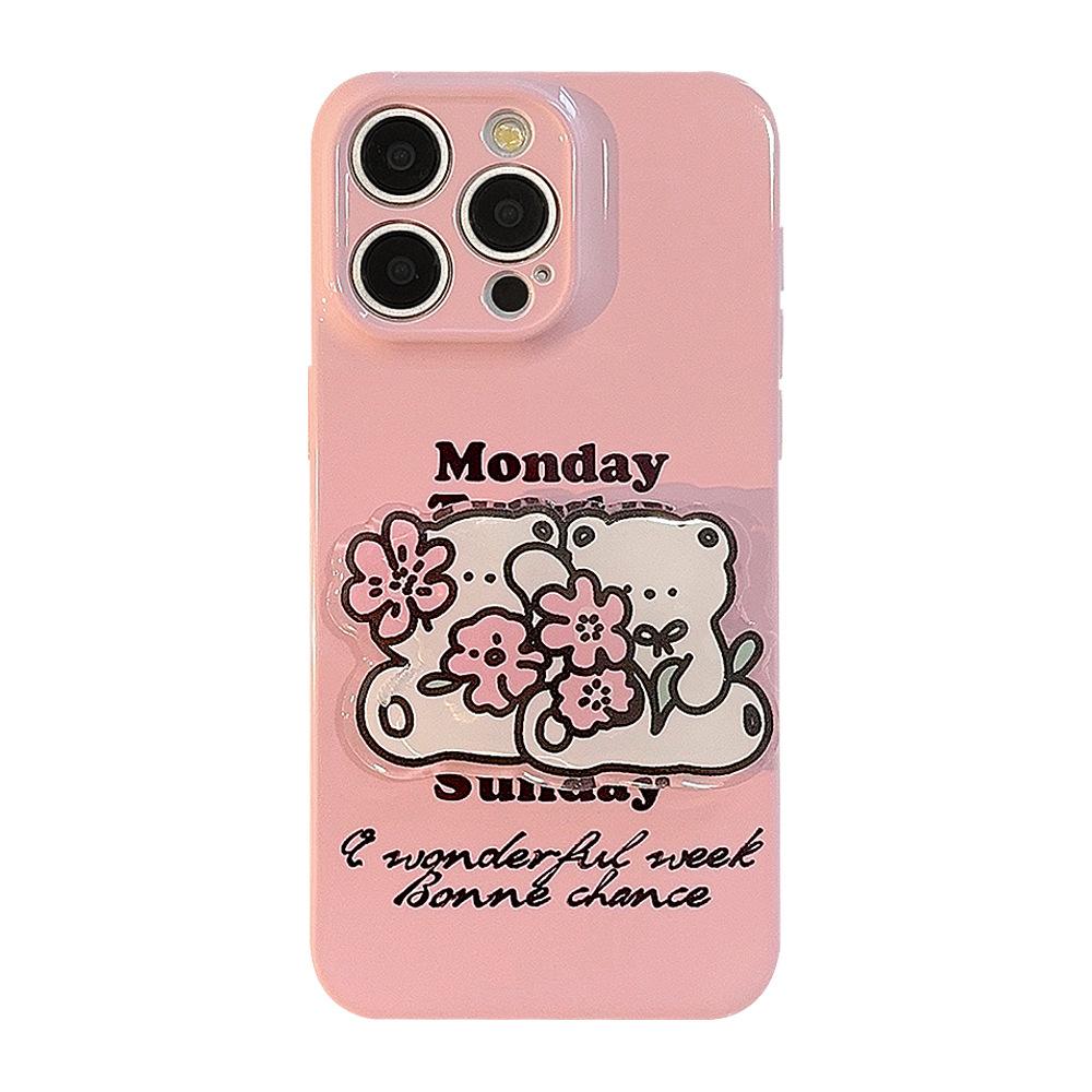 Flower Bear Stand Applicable To IPhone15promax Mobile Case Apple 14 Film 16 Soft 12