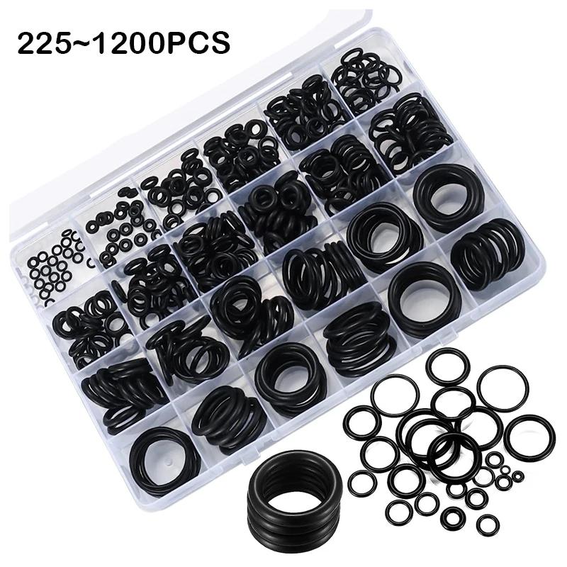 225pcs/740pcs/1200pcs Universal Rubber O-Ring Washer Combination Gasket O-Ring Repair Kit for Faucet Pipes Car Pipes