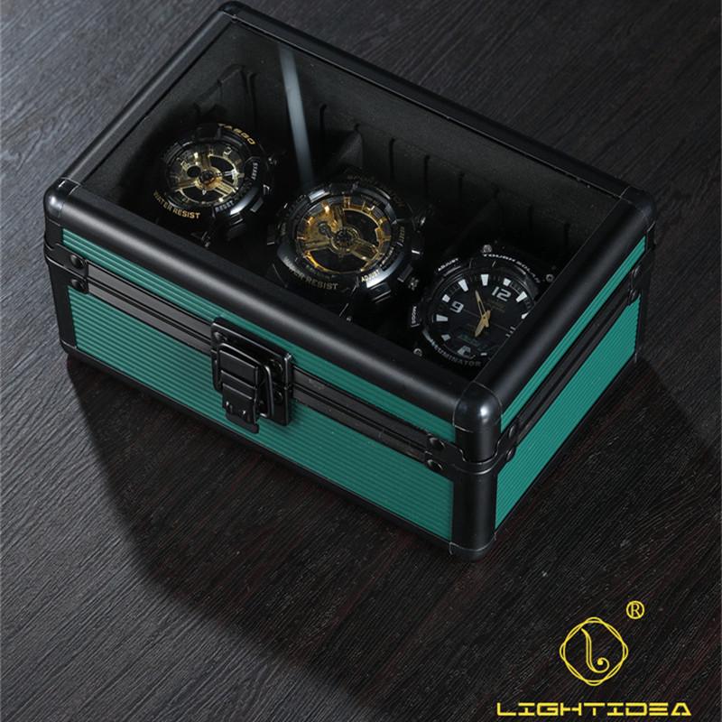 3-Piece Aluminum Watch Box: Multi-Color Storage with Transparent Lid & 3 Slots