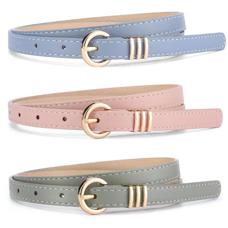 Width 1.4Cm Fashion Simple Women'S Belt Versatile Dress Jeans Accessories Girdle Gothic Retro Gold Pin Buckle Thin Waistband